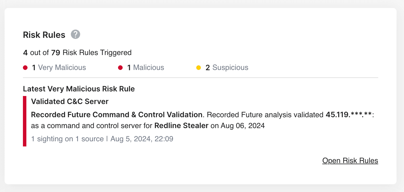 Risk rules for a validated C2 server