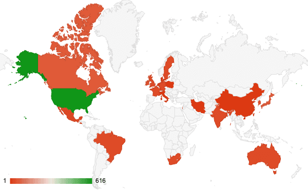 Shodan are geolocated in the US