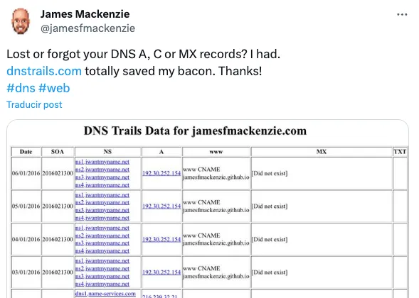 DNSレコードを紛失した - DNS履歴はそれらを回復するのに役立ちます