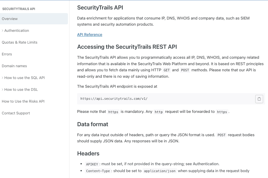 SecurityTrails API