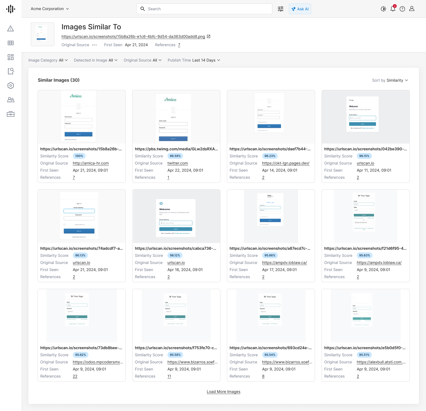 Quickly identify phishing campaigns with Recorded Future Image Similarity Search.