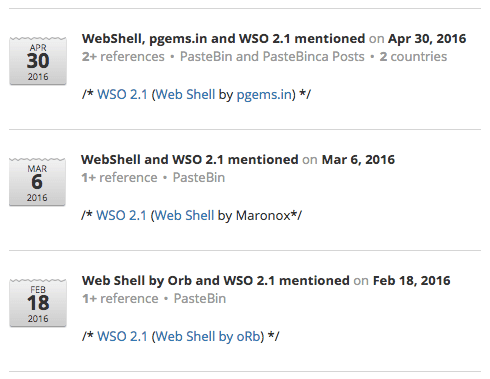 Recent WSO References